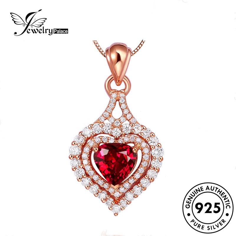 Jewelrypalace925 Kalung Wanita Ruby Gold Love Silver Asli Kreatif N140