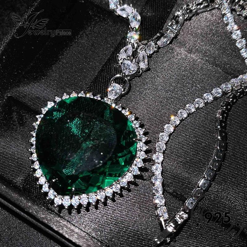 Jewelrypalace Kalung Perak Asli925 Wanita Fashion Love Emerald N950