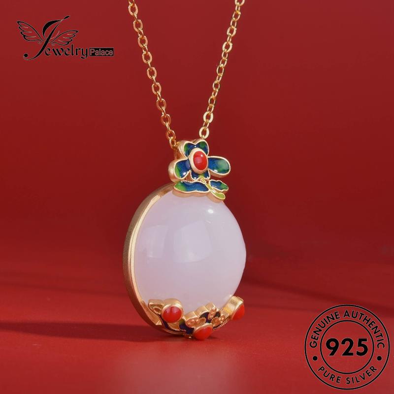 Jewelrypalace Perak Giok Kreatif925 Wanita Kalung Lingkaran Asli N975