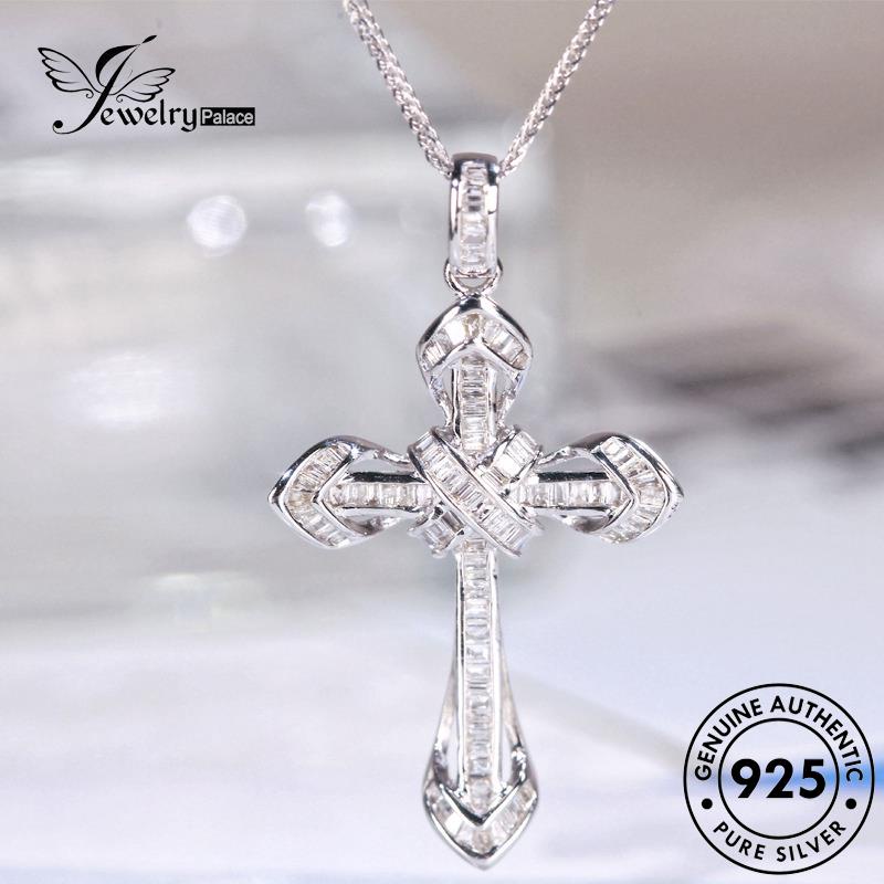 Jewelrypalace Kalung Fashion Salib Perak Asli925 Moissanite Wanita Berlian N979