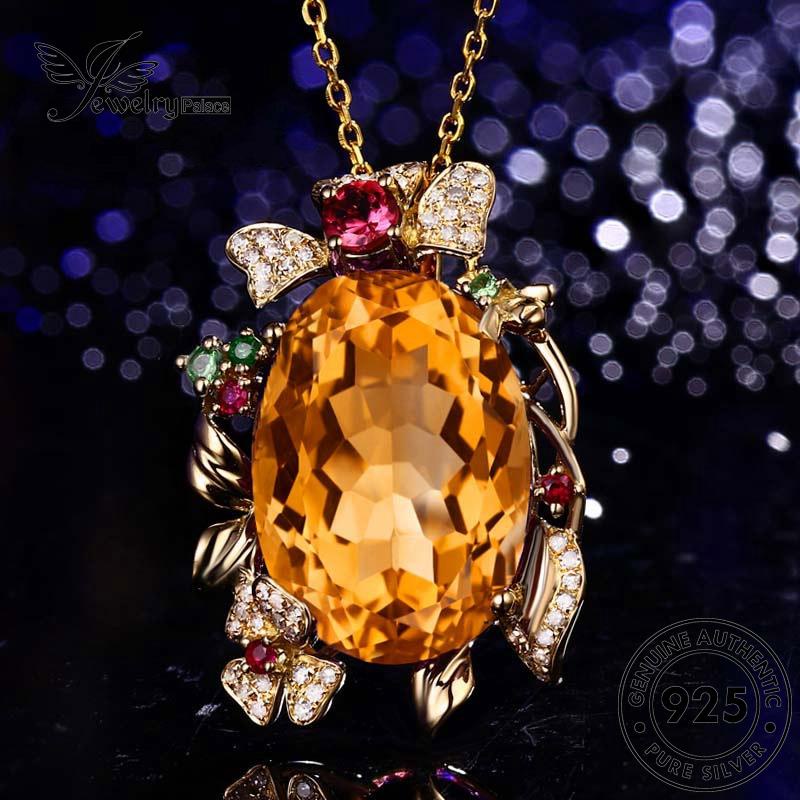 Jewelrypalace 925asli Fashion Kalung Wanita Oval Citrine Silver N1179