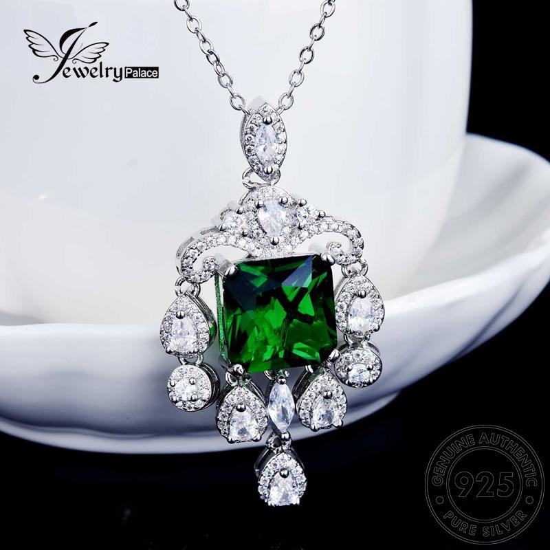 Jewelrypalace Asli Wanita925 Kalung Kristal Kreatif Perak Emerald N1189