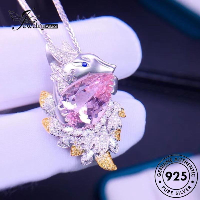 Jewelrypalace Kalung Perak Wanita Berlian Rubah Kreatif Pink Ekor Sembilan Asli925 Kristal N1199