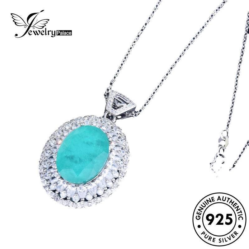 Jewelrypalace Wanita Perak Asli Retro Safir Kalung Bulat925 N1214