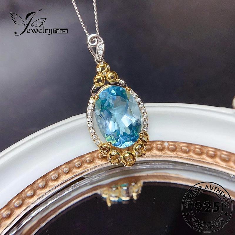 Jewelrypalace Wanita Asli Indah Kalung Oval Safir925 Perak N1282