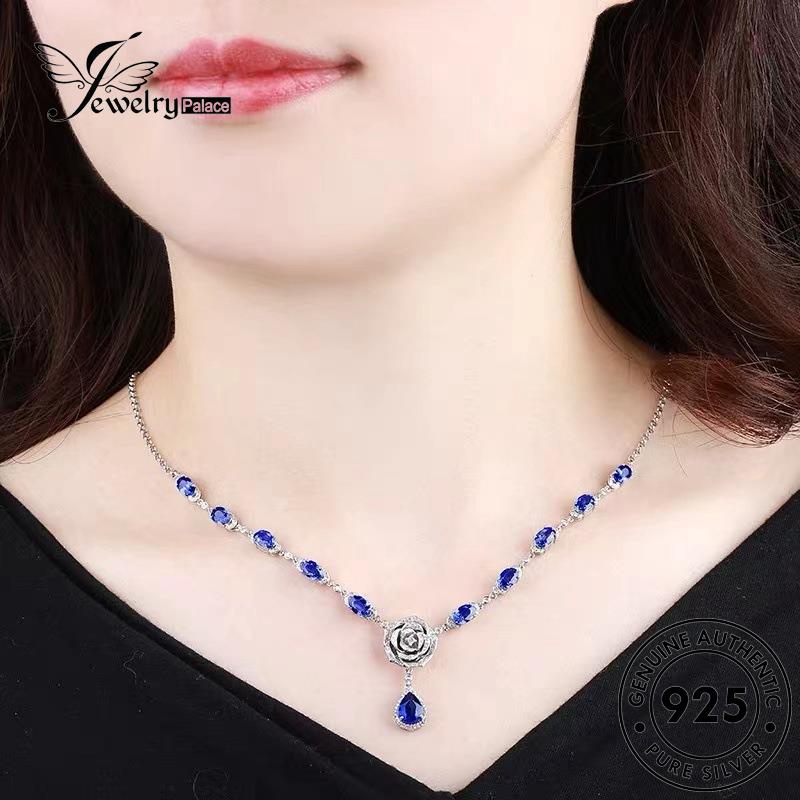 Jewelrypalace Kalung Asli925 Wanita Camelia Fashion Safir Perak N1360