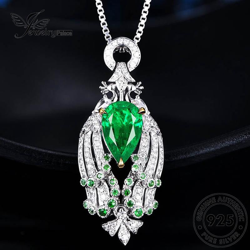 Jewelrypalace Peacock Emerald925 Perak Wanita Kalung Lucu Asli N1405