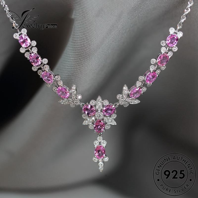 Jewelrypalace Fine925 Wanita Berlian Silver Pink Asli Kalung Kristal N1563