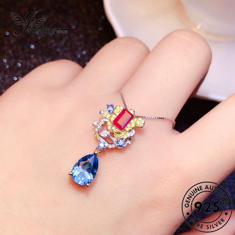 Jewelrypalace Perak Emas925 Sapphire Halus Kalung Wanita Asli N1570