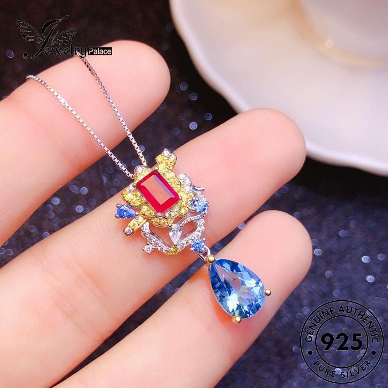 Jewelrypalace Perak Emas925 Sapphire Halus Kalung Wanita Asli N1570