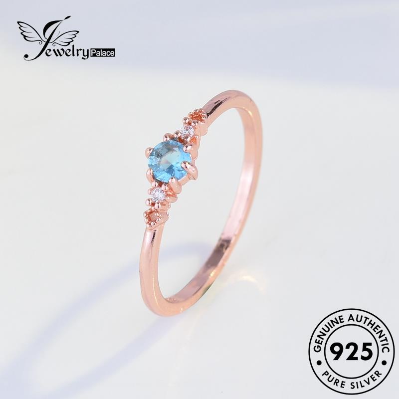 JEWELRYPALACE 925 Cincin Murni Oval Perhiasan Aquamarine Vintage Kawin Aksesori Sterling Nikah korea Gold Silver Perak Wanita Original Silver Asli R244