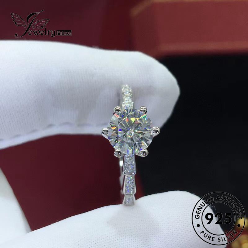 JEWELRYPALACE korea Wanita Silver Moissanite 925 Silver Sterling Cincin Perhiasan Nikah Asli Aksesori Murni Fashion Six Original Kawin Claws Diamond Perak R251