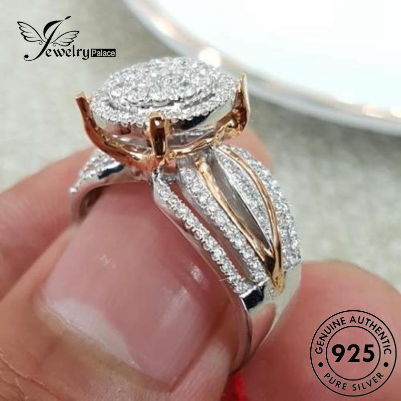 JEWELRYPALACE korea Color Nikah Diamond Kawin Aksesori Sterling Wanita 925 Cincin Silver Perak Personality Perhiasan Asli Original Murni Moissanite Silver R264