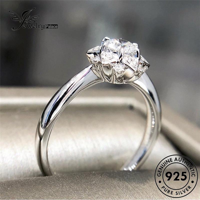 JEWELRYPALACE Silver Perhiasan Asli Aksesori Wanita korea Perak Kawin Flowers Nikah Fashion Sterling Cincin Original Silver Moissanite 925 Murni Diamond R327