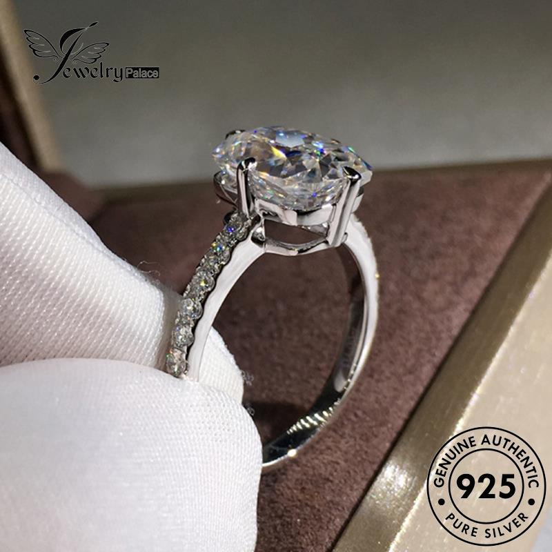 JEWELRYPALACE Original Silver Cincin Perhiasan Nikah Sterling korea Asli Perak Kawin Fashion Aksesori Diamond Moissanite Square 925 Murni Silver Wanita R207