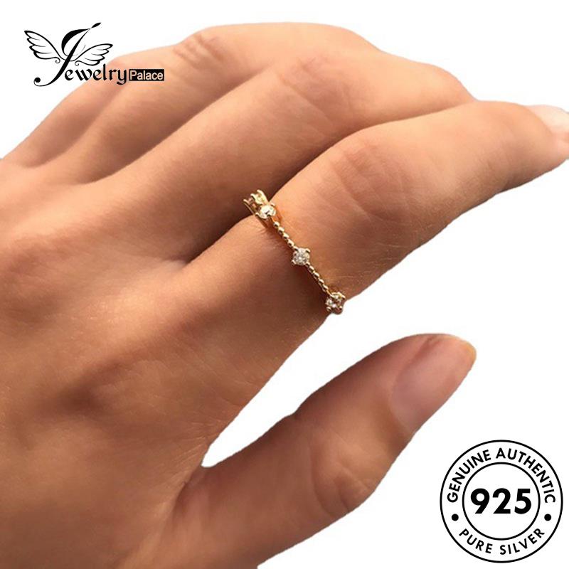 JEWELRYPALACE Silver Sterling Gold 925 korea Aksesori Original Nikah Diamond Wanita Cincin Moissanite Simple Perak Silver Asli Kawin Perhiasan Murni Mini R484