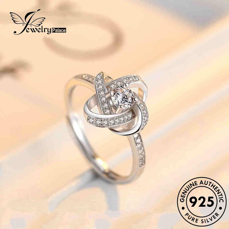 JEWELRYPALACE Silver Murni Perhiasan Clover Aksesori Diamond Wanita Fashion Perak Sterling Silver 925 Cincin Kawin Moissanite Asli korea Nikah Original R345