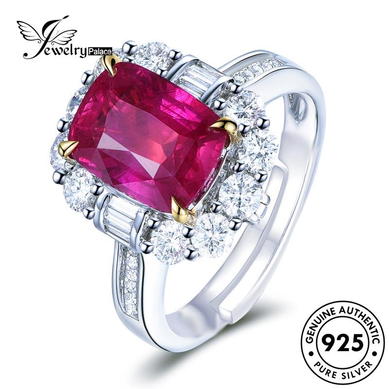 JEWELRYPALACE Cincin 925 Sterling Perak Square Perhiasan Murni Fashion Wanita Kawin Asli Aksesori Crystal Diamond korea Nikah Pink Silver Silver Original R509