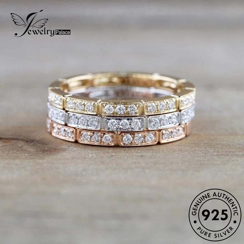 JEWELRYPALACE Perak korea Perhiasan Sterling Cincin Aksesori Silver Asli Kawin Silver Murni Moissanite Gold Diamond Original 925 Wanita Nikah Fashion R525