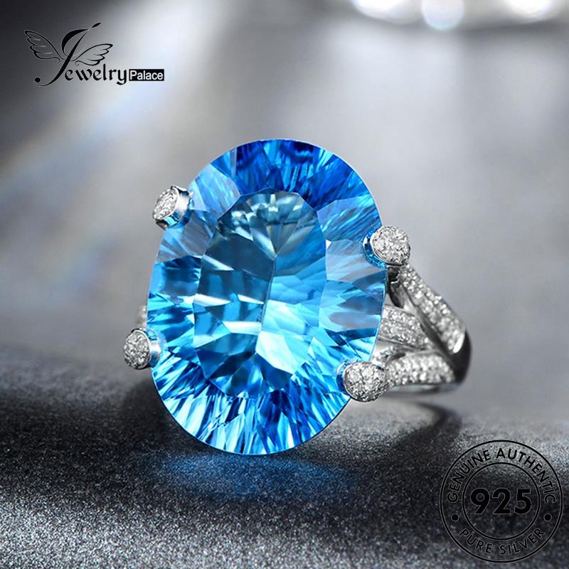 JEWELRYPALACE Murni Silver Asli Wanita Classic Oval Perak Cincin Nikah korea Perhiasan Sapphire Aksesori Silver Sterling 925 Original Kawin R575