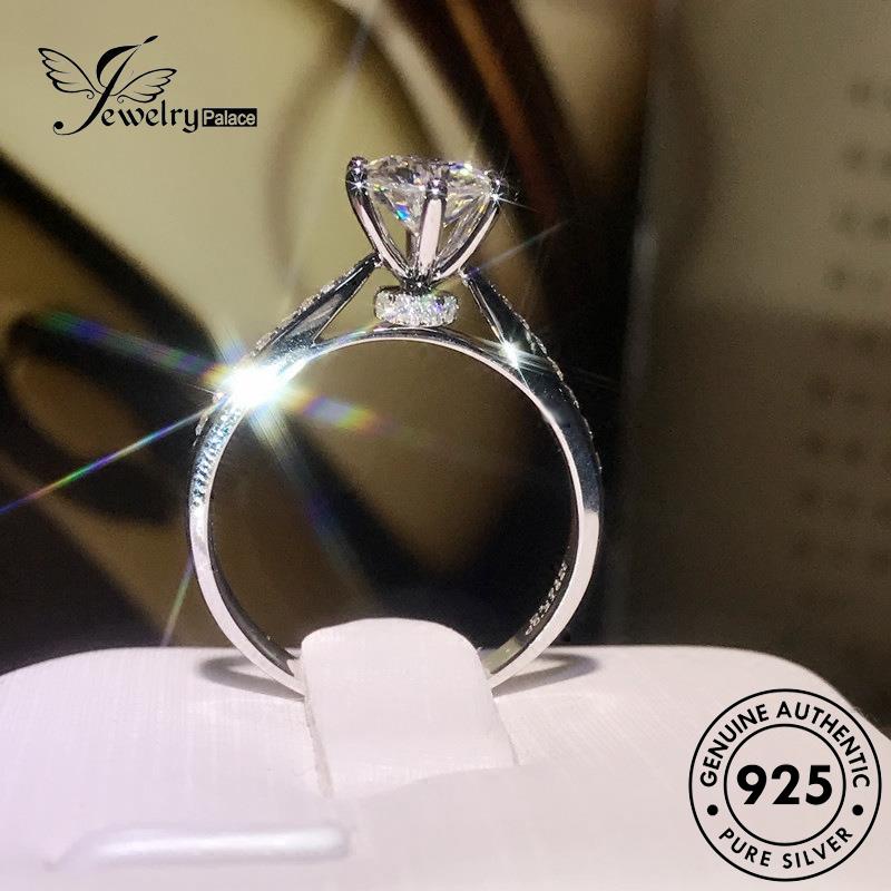 JEWELRYPALACE Nikah Sterling Cincin Asli 925 Silver Diamond Murni Wanita korea Original Perak Moissanite Classic Aksesori Perhiasan Silver Kawin R498