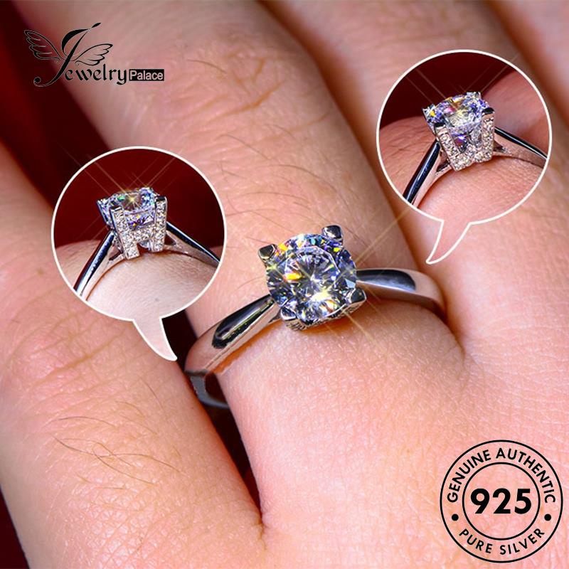 JEWELRYPALACE Murni Perak korea Silver Asli Original Letters Wh Moissanite Perhiasan Wanita Silver Diamond Sterling 925 Kawin Stylish Aksesori Cincin Nikah R500