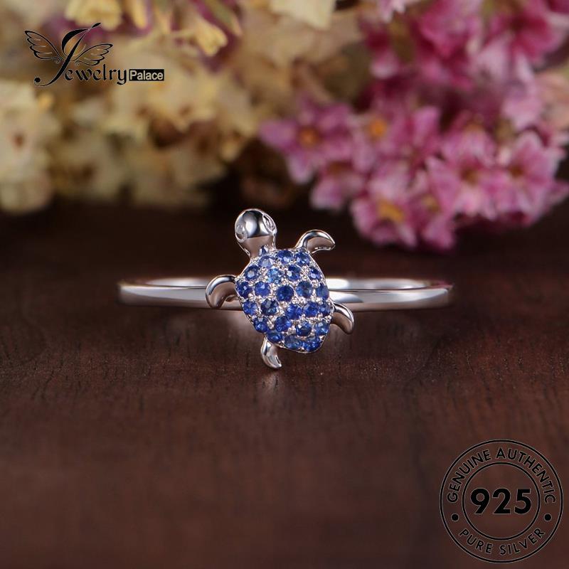 JEWELRYPALACE Silver Silver Original Murni Perak Sapphire Asli Nikah korea Kawin Turtle Sterling Creative 925 Cincin Wanita Perhiasan Aksesori R851