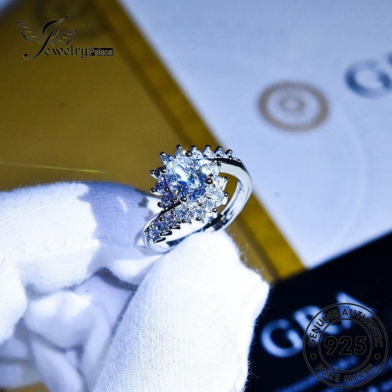 JEWELRYPALACE Kawin Murni Cincin Fashion Silver Diamond Perhiasan Asli Silver Nikah Sterling Original Moissanite korea Cross Perak 925 Aksesori Wanita R1002