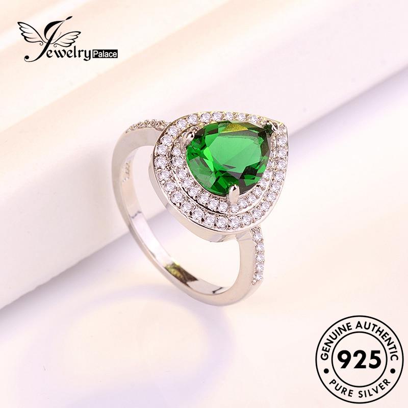 JEWELRYPALACE Classic Sterling Crystal Pink Perak Silver korea Murni Teardrop Asli 925 Wanita Original Diamond Silver Kawin Nikah Cincin Perhiasan Aksesori R879