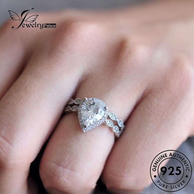 JEWELRYPALACE Pasangan Aksesori Moissanite Cincin Diamond korea Kawin Sterling Perhiasan Couple Asli Silver Original Perak 925 Nikah Classic Silver Drop Murni R925