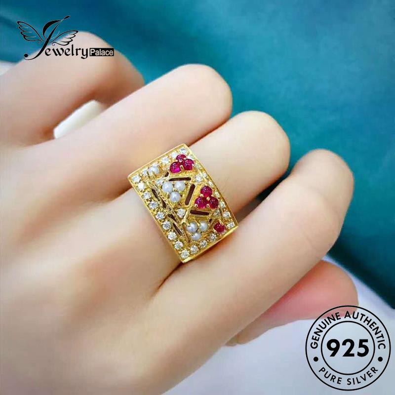 JEWELRYPALACE 925 Silver Murni Agate Aksesori Original Asli Silver Perhiasan Cincin Sterling Wanita Creativity korea Nikah Perak Kawin R1288