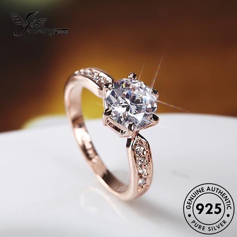 JEWELRYPALACE korea Diamond Gold Claw Kawin Perhiasan Moissanite Original Silver Perak Classic Nikah Sterling Aksesori Murni Asli Wanita 925 Six Silver Cincin R1671