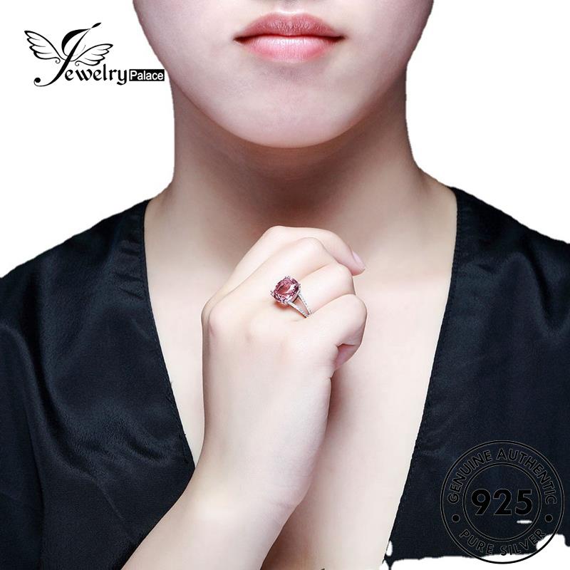 JEWELRYPALACE Asli Diamond Murni Oval Crystal Silver Sterling Nikah Pink Kawin korea Cincin Wanita 925 Perak Aksesori Original Silver Perhiasan Simple R1673