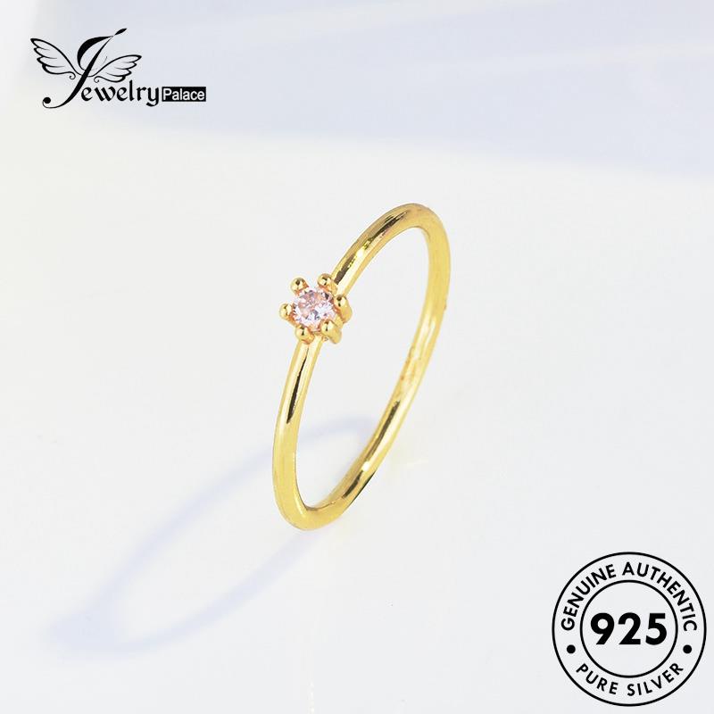 JEWELRYPALACE 925 Silver Silver korea Cincin Moissanite Gold Mini Aksesori Sterling Murni Kawin Original Perhiasan Perak Diamond Simple Wanita Asli Nikah R1682