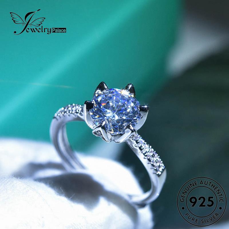 JEWELRYPALACE Nikah Murni Aksesori 925 Lotus Perhiasan Moissanite korea Classic Silver Silver Cincin Diamond Sterling Kawin Asli Perak Original Wanita R1694