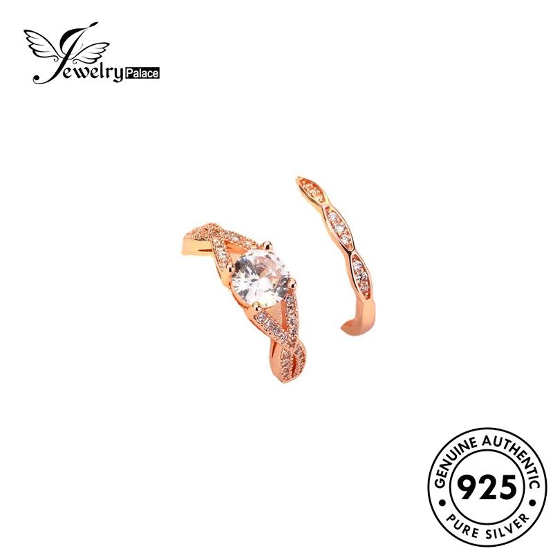 JEWELRYPALACE Couple Asli Six 925 Pasangan Claw Original Nikah Kawin Cincin Perak Sterling Diamond Classic Moissanite Aksesori Perhiasan Murni Silver Silver korea R1469