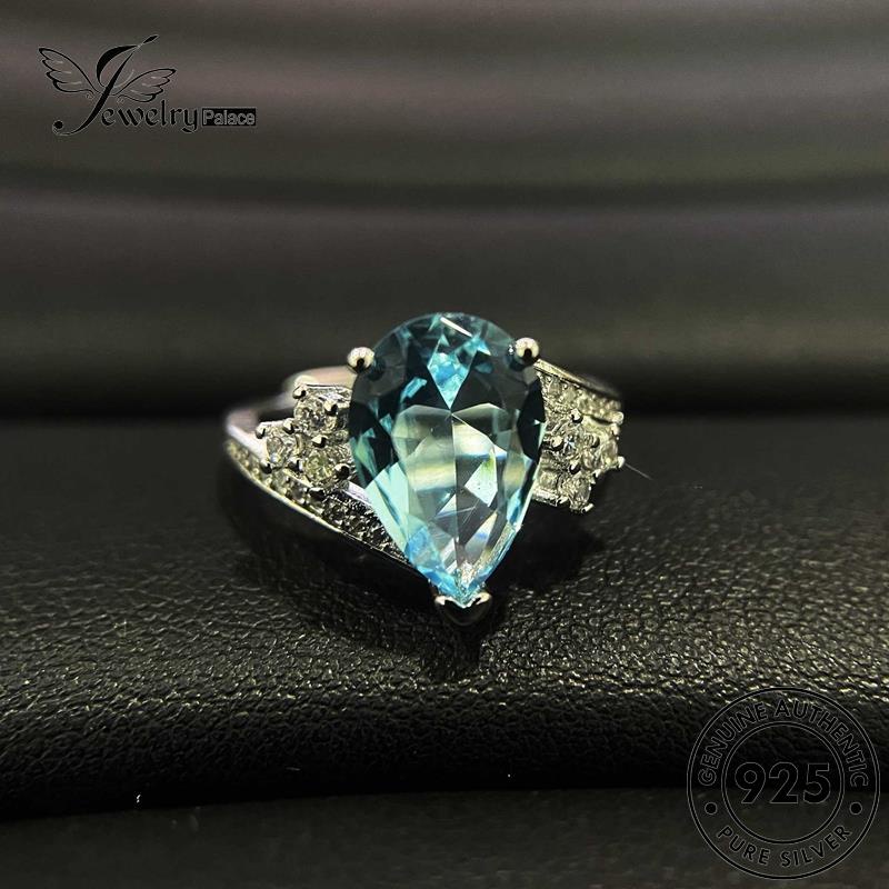 JEWELRYPALACE Murni Silver Cincin Kawin Aksesori Sterling Aquamarine Silver Asli 925 Shape Drop Original Nikah korea Perak Perhiasan Wanita Simple R1842