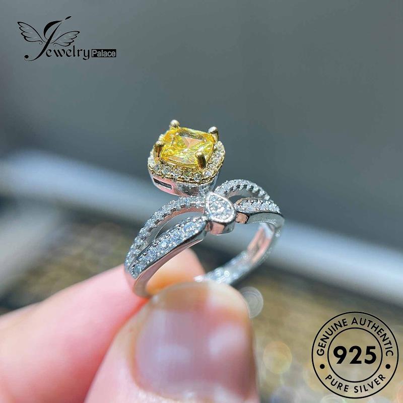 JEWELRYPALACE Nikah Perak Silver Asli Sterling 925 Kawin Aksesori Original Personality Murni Love korea Silver Perhiasan Citrine Cincin Wanita R1853