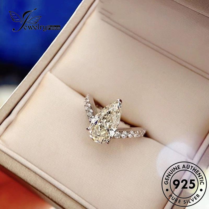 JEWELRYPALACE Silver Shape Wanita Kawin Moissanite Asli 925 Simple Murni korea Cincin Perhiasan Original Silver Drop Aksesori Diamond Perak Sterling Nikah R1870