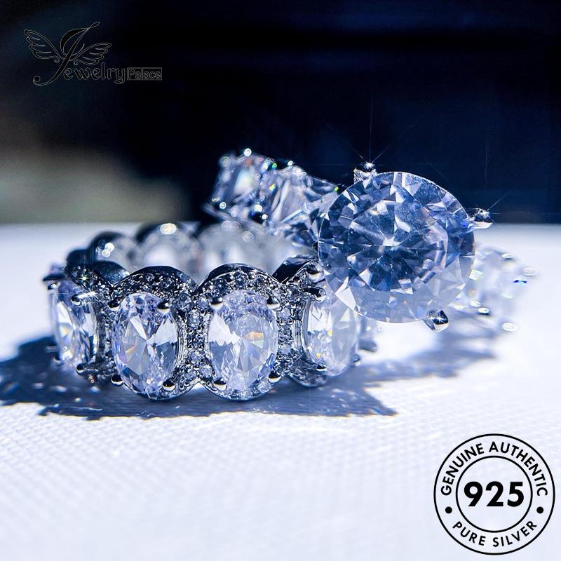 JEWELRYPALACE 925 Sterling Murni Original Silver Aksesori Couple Perhiasan Cincin Round Diamond Moissanite Kawin Asli Pasangan korea Perak Nikah Fashion Silver R1890