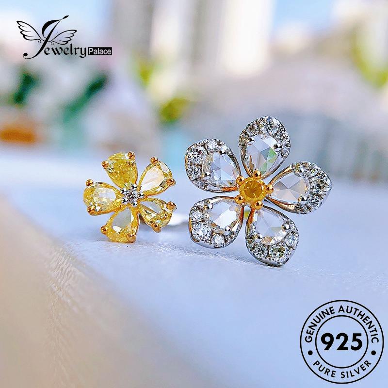 JEWELRYPALACE Silver Sterling korea Nikah Perak Kawin Flower Cincin Personality Perhiasan Asli Original Aksesori Silver Citrine Wanita 925 Murni R1945