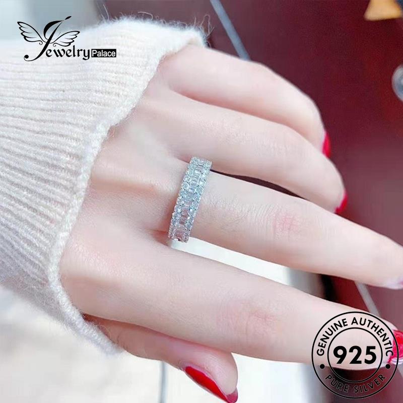 JEWELRYPALACE Diamond Aksesori Wanita Original Perhiasan Sterling Simple 925 Perak korea Moissanite Single Kawin Nikah Silver Silver Asli Row Cincin Murni R1993