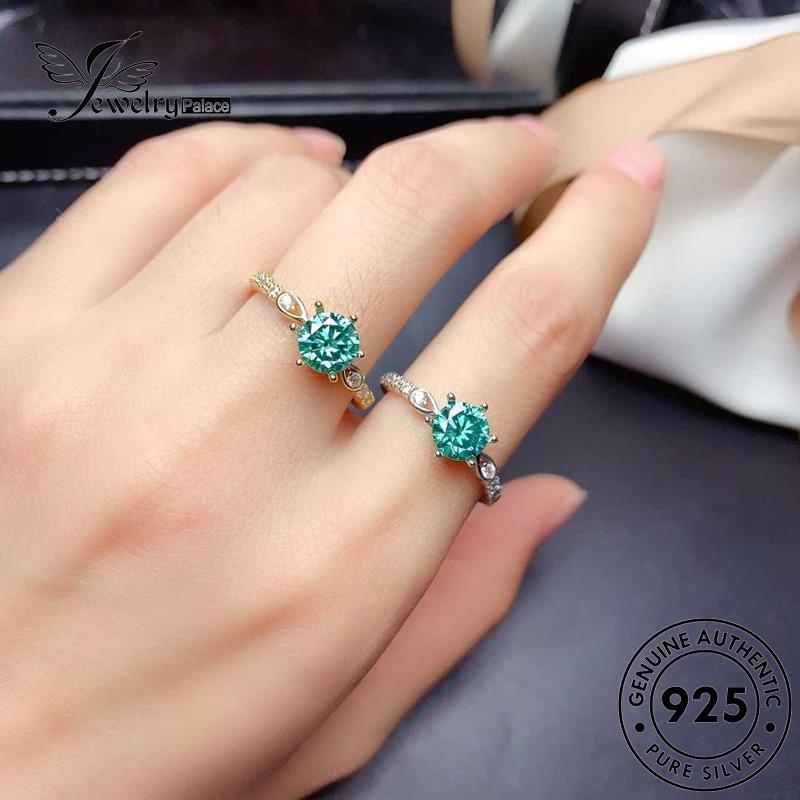 JEWELRYPALACE Asli Gold Sterling Arrows Kawin Cincin And Emerald Perhiasan Perak Aksesori Nikah korea Silver Murni 925 Hearts Original Wanita Classic Silver R2002