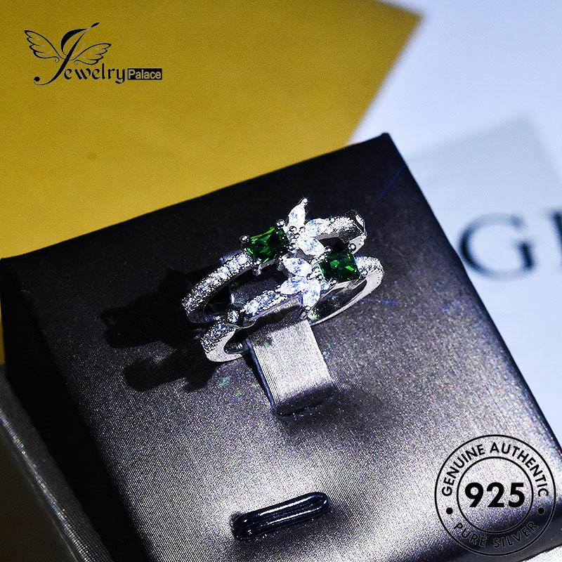 JEWELRYPALACE Kawin Emerald Nikah Fashion Wanita 925 Silver Sterling Murni Asli Aksesori Perak korea Cincin Perhiasan Silver Original Cross R2051