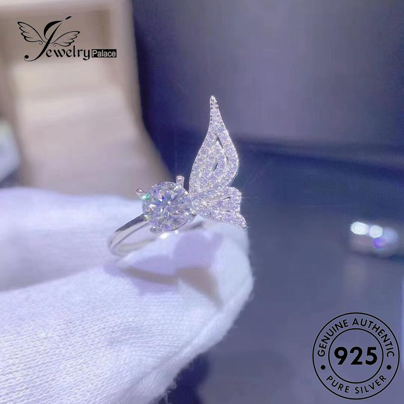 JEWELRYPALACE Sterling Perak Wanita Cincin Original Murni Silver Wings Fashionable Silver korea 925 Asli Perhiasan Kawin Nikah Aksesori Moissanite Diamond R2060
