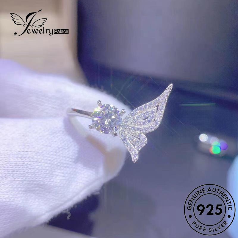 JEWELRYPALACE Sterling Perak Wanita Cincin Original Murni Silver Wings Fashionable Silver korea 925 Asli Perhiasan Kawin Nikah Aksesori Moissanite Diamond R2060