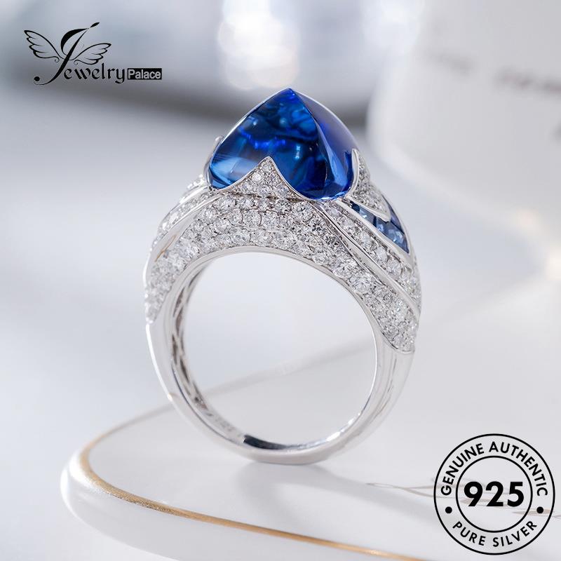 JEWELRYPALACE Silver Wanita 925 Original Perak Silver Kawin Sterling Perhiasan Nikah Sapphire Cincin Aksesori korea Asli Vintage Murni R2104