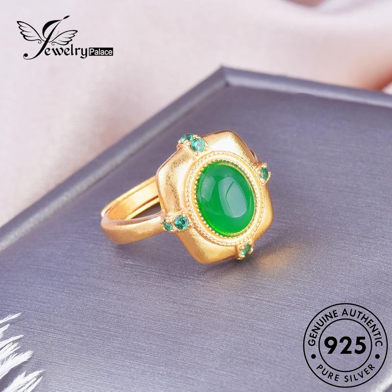 JEWELRYPALACE Vintage Perhiasan Perak Murni Engraved Silver 925 Sterling Cincin Original Asli Jade Kawin korea Wanita Nikah Silver Aksesori Gold R2108