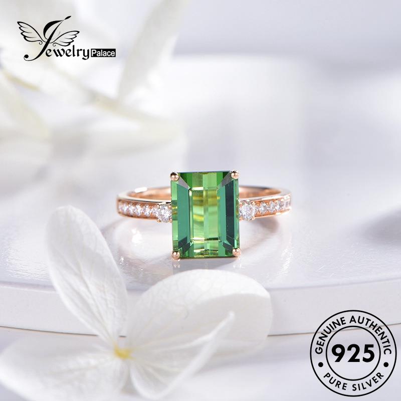 JEWELRYPALACE Asli Emerald Murni 925 Silver Nikah Original Retro Square Perak Kawin Sterling Aksesori Wanita Silver korea Perhiasan Cincin R2124