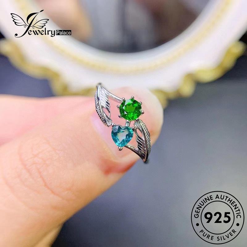 JEWELRYPALACE Wanita Feather Asli Murni Nikah Perhiasan Perak Silver Sterling korea Retro Cincin 925 Aksesori Original Kawin Sapphire Silver R2089